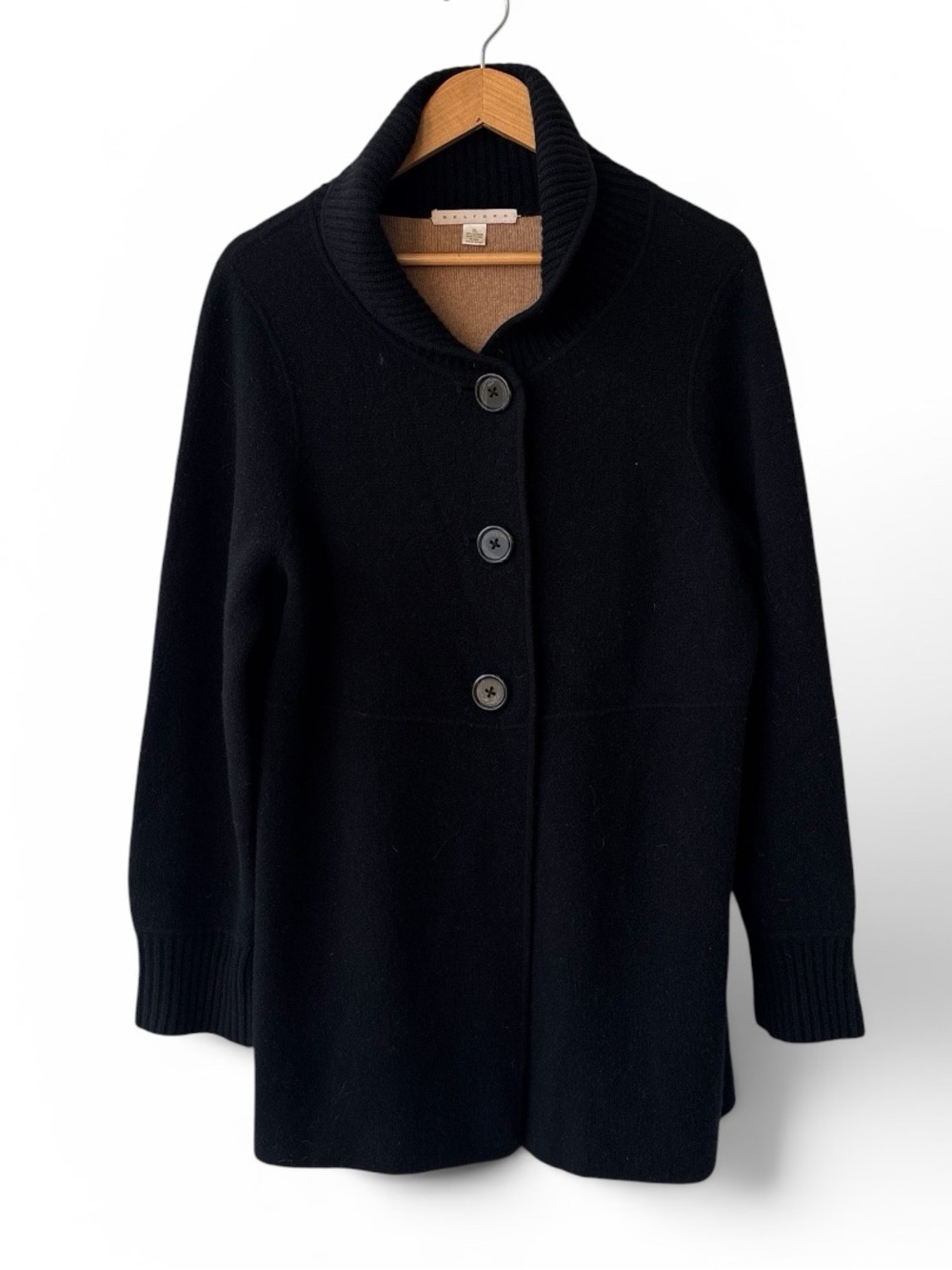 Belford 100% Cashmere Reversible Camel & Black Sweater Coat Cardigan XL